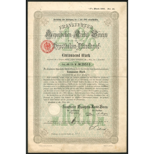 247 - Germany: Frankfurter Hypotheken-Kredit-Verein, mortgage bond, 1000 marks, 1903, series 43, #4715, gr... 