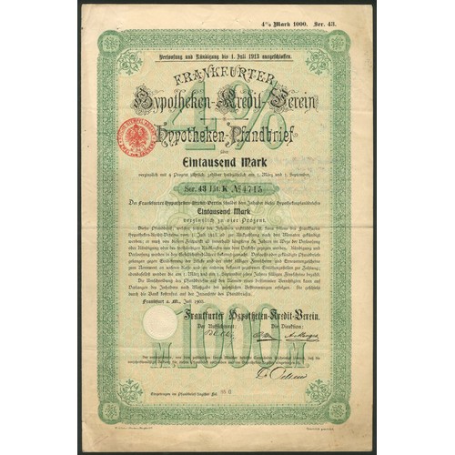 246 - Germany: Frankfurter Hypotheken-Kredit-Verein, mortgage bond, 1000 marks, 1903, series 43, #4715, gr... 