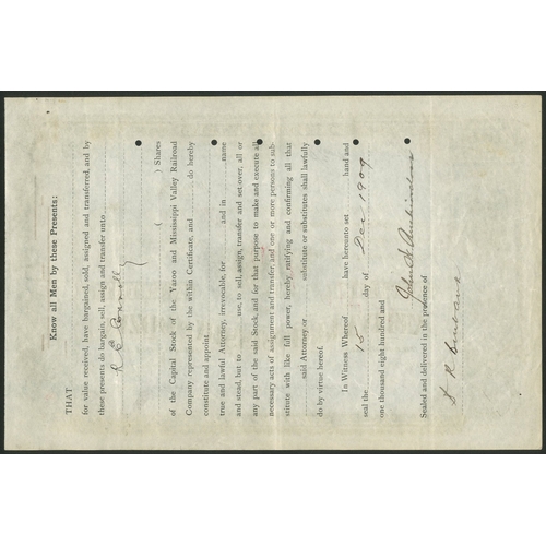 679 - ª U.S.A.: Yazoo and Mississippi Valley Rail Road Co., $100 shares, 18[1909], #89, issued to and sign... 