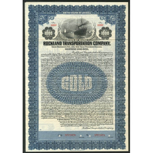 684 - U.S.A.: Rockland Transportation Company, First Mortgage 6½% Marine Equipment Gold Bond, 1922, Specim... 