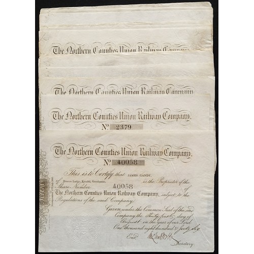 390 - Great Britain: Northern Counties Union Railway Co., a group of 20 certificates for one share, 1846, ... 