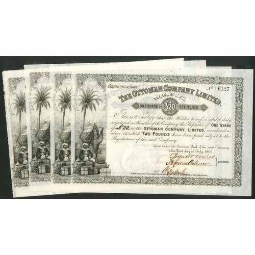 155 - Ottoman Empire: Ottoman Company Limited, a group of 5 certificates for one share of £20, 1865, lovel... 