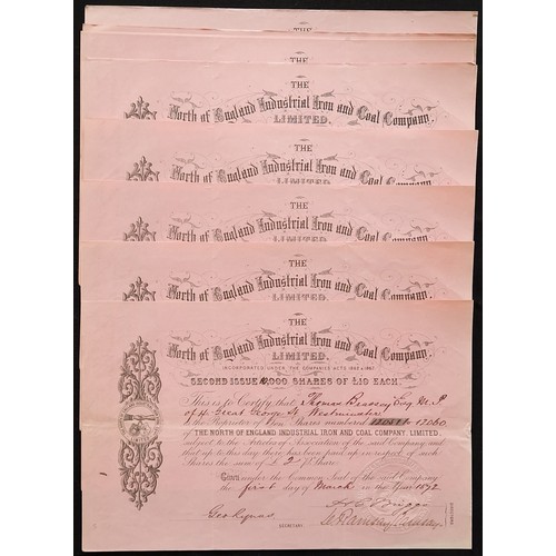 536 - Great Britain: North of England Industrial Iron and Coal Co. Ltd., a group of 18 certificates for 10... 