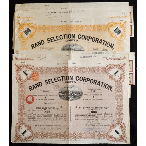 216 - South Africa: Rand Selection Corporation Limited, a group of bearer certificates for 1 share, 19[36]... 