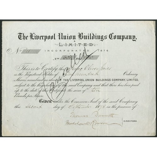 532 - Great Britain: Liverpool Union Buildings Company Ltd., ordinary shares, 18[78], #11, black, cancelle... 