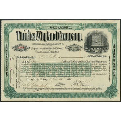 780 - U.S.A.: Thurber, Whyland Company, $100 Preferred shares. 189[1], #2764, vignette of the company's bu... 