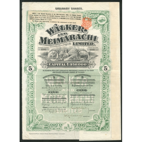 148 - Egypt: Walker and Meimarachi Ltd., warrant to bearer for 5 ordinary shares of £1, London 1[900... 