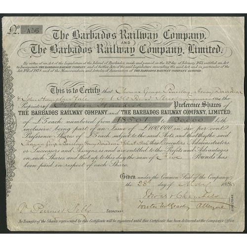 644 - Barbados: Barbados Railway Company and the Barbados Railway Company Ltd., £5 preference shares, 18[8... 