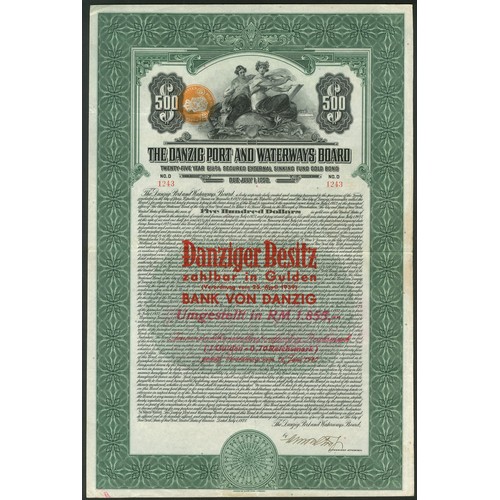 255 - ** Danzig: Danzig Port and Waterways Board, 1927 25-Year 6½% External Sinking Fund Bond, $500, #1243... 