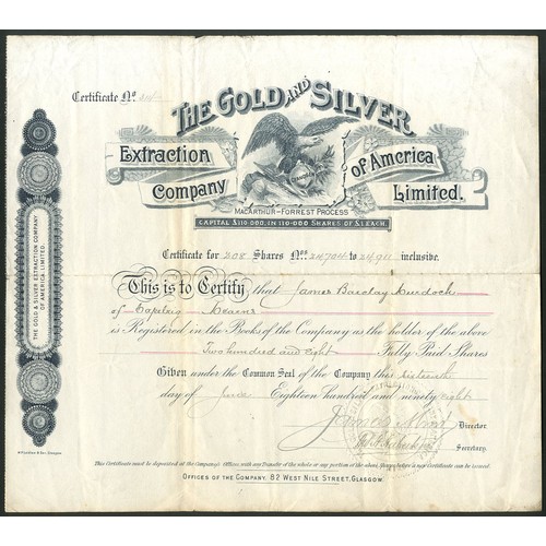 777 - ** U.S.A.: Gold and Silver Extraction Company of America Limited, £1 shares, 189[8], #314, dark blue... 