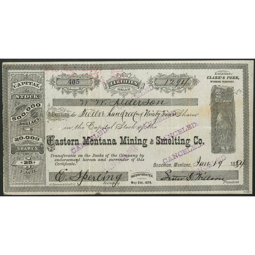 776 - ** U.S.A.: Eastern Montana Mining and Smelting Company, $25 shares, 187[84], #405, miners at right, ... 