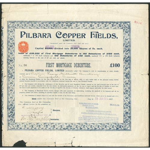 40 - Australia: Pilbara Copper Fields Limited, a collection of 4 different certificates comprising 5/- sh... 