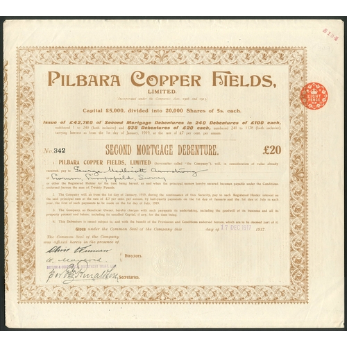 40 - Australia: Pilbara Copper Fields Limited, a collection of 4 different certificates comprising 5/- sh... 