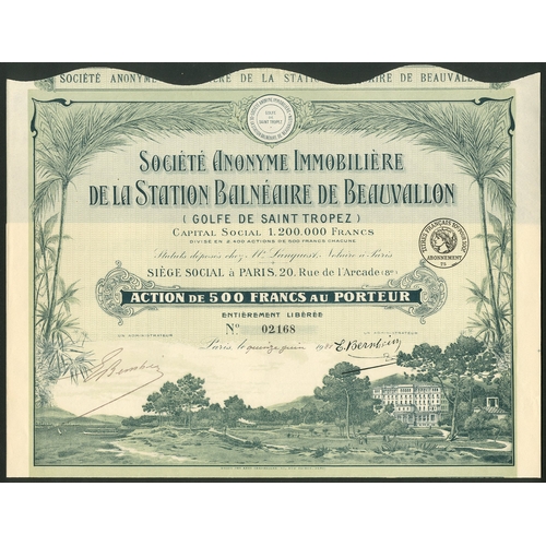 273 - **France: Société Anonyme Immobilière de la Station Balnéaire de Beauvallon (Golfe de Saint Tropez),... 