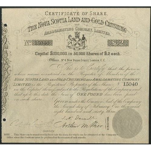 600 - Canada: Southern Ontario Land Company Limited, £1 shares, 19[13], #57, attractive piece, print... 