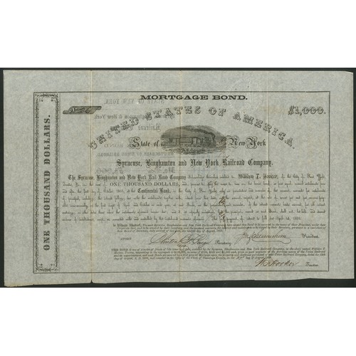 750 - ** U.S.A.: Syracuse, Binghampton and New York Railroad Company, $1000 Mortgage bond, 1859, #26, stea... 