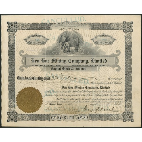 767 - ** U.S.A.: Ben Hur Mining Company Limited, a trio of different certificates, 190[7] to 19[09], all d... 