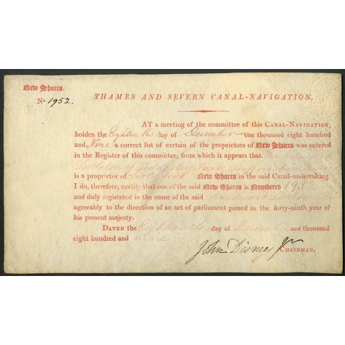 361 - Great Britain: Thames & Severn Canal Navigation, New shares, 180[9], #1952, small format, red pr... 