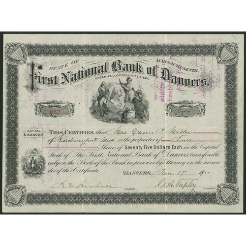 760 - U.S.A.: First National Bank of Danvers, Massachusetts, $75 shares, 18[900], #863, Washington in cent... 