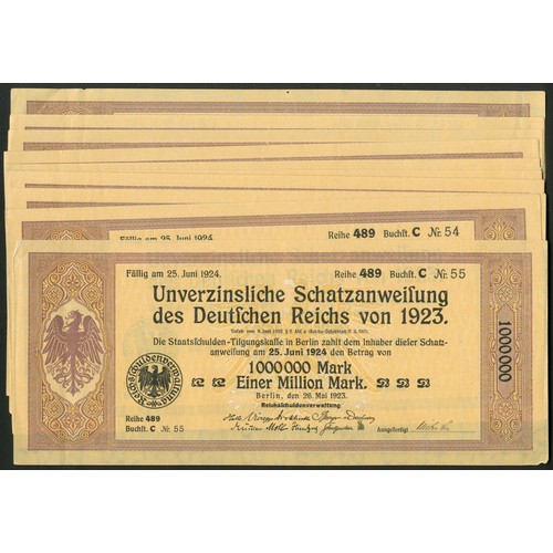 281 - Germany: 1923 Unverzinsliche Schatzanweisung (Non Interest Bearing Treasury bonds, a group of 27 bon... 