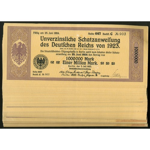 282 - Germany: 1923 Unverzinsliche Schatzanweisung (Non Interest Bearing Treasury bonds, a group of 169 bo... 