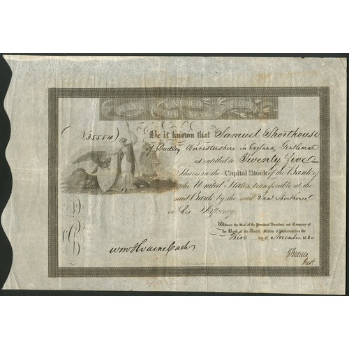 759 - U.S.A.: Bank of the United States of America, [75] shares, 18[30], #35554, Liberty with US shield an... 