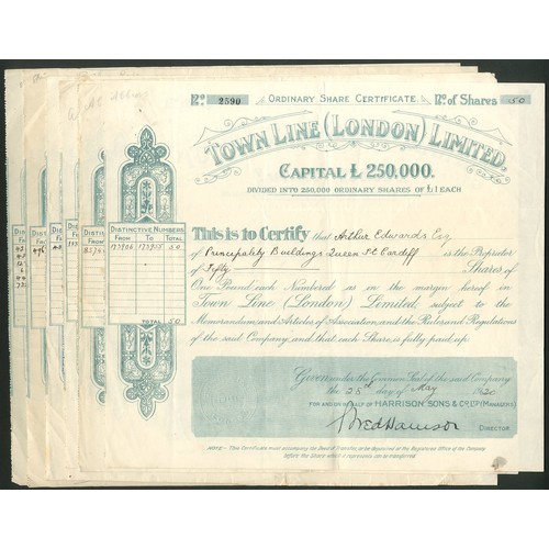 443 - Great Britain: Town Line (London) Limited, a group of 6 certificates dated 19[20] to 19[22], 3 diffe... 