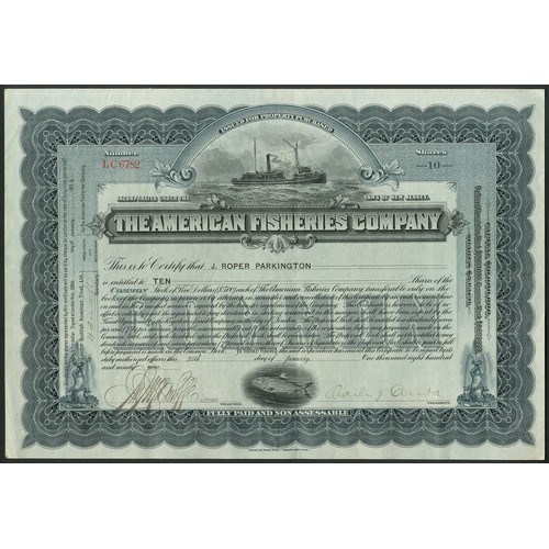 827 - U.S.A.: American Fisheries Company, 10 shares Common stock, 189[9], LC6782, attractive piece with fi... 