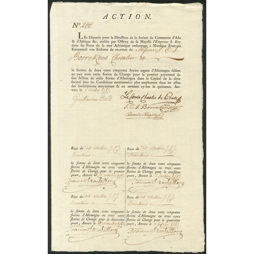 253 - Belgium: Societé du Commerce d'Asie & d'Afrique, 1000 florins share, [1781], #200, handsi... 