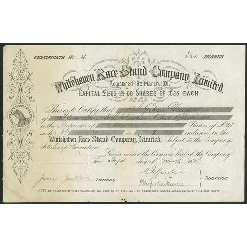 516 - Great Britain: Whitehaven Race Stand Company Limited, £25 shares, 188[3], #4, black. Registered 19th... 