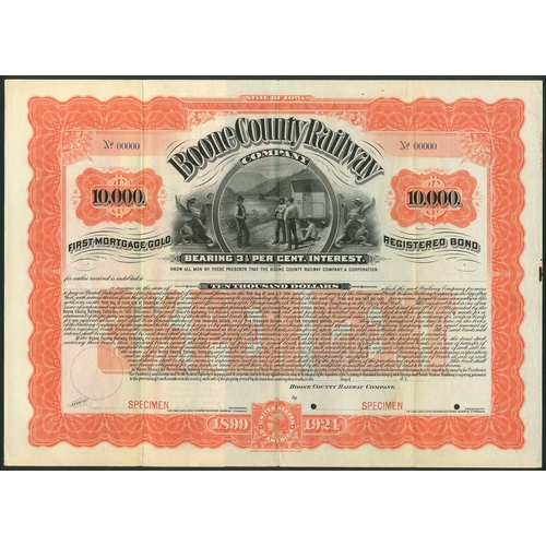 697 - U.S.A.: Boone County Railway Company, a specimen 3½% Registered bond for $10,000, 1899, from ... 