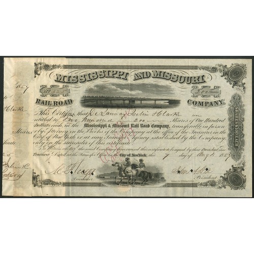 714 - ** U.S.A.: Dayton, Xenia and Belpre Rail Road Co., Ohio, $50 shares, 185[5], #100, steam train at to... 