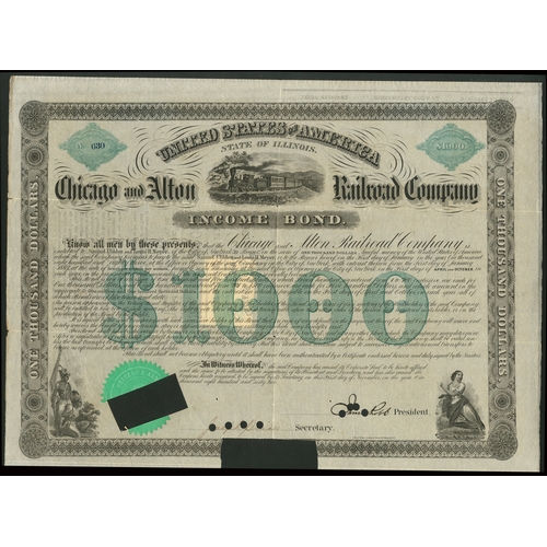 706 - U.S.A.: Chicago and Alton Railroad Co., a pair of bonds; preferred first mortgage sinking fund bond ... 