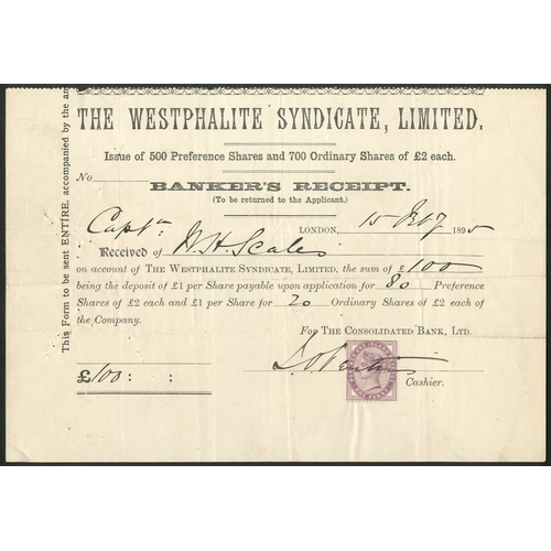 577 - Great Britain: Westphalite Syndicate Ltd., a pair of certificates for £2 shares, ordinary shares and... 