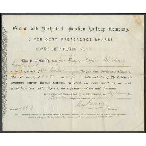 386 - Great Britain: Girvan and Portpatrick Junction Railway Company, 6% preference shares, 2 examples, 18... 