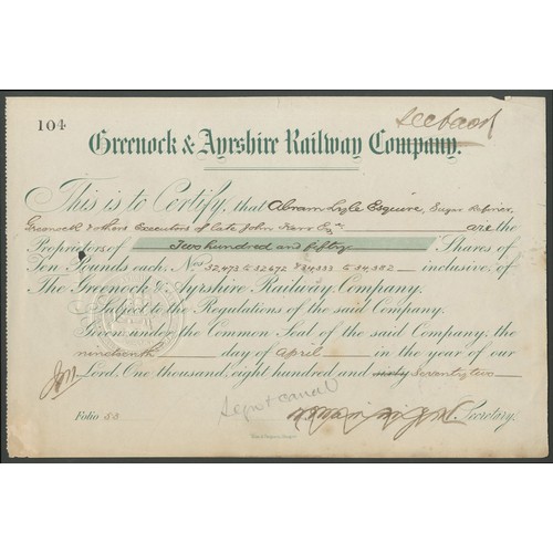 392 - Great Britain: Greenock Railway Guaranteed Company, Consolidated Preference stock certificate for £1... 