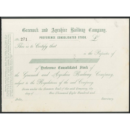 392 - Great Britain: Greenock Railway Guaranteed Company, Consolidated Preference stock certificate for £1... 