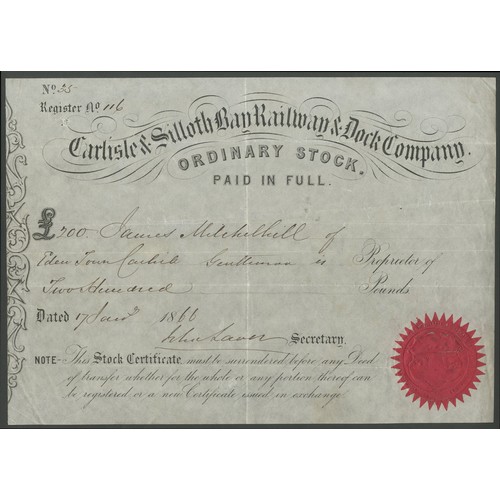 374 - Great Britain: Carlisle & Silloth Bay Railway and Dock Company, ordinary stock certificate, 18[6... 