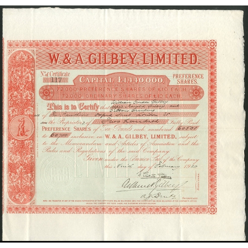 575 - Great Britain: W. & A. Gilbey, Limited, a lovely pair of certificates for £10 ordinary sha... 