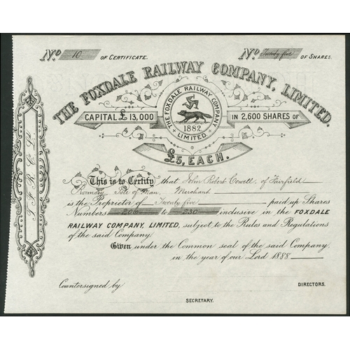 404 - Great Britain: Manx Northern Railway Company, £5 shares, 18[88], vignette of company seal at t... 