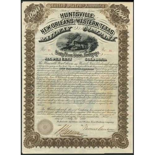 522 - U.S.A.: Huntsville, New Orleans and Western Texas Railway Company, 40-Year First Mortgage 6% Gold Bo... 