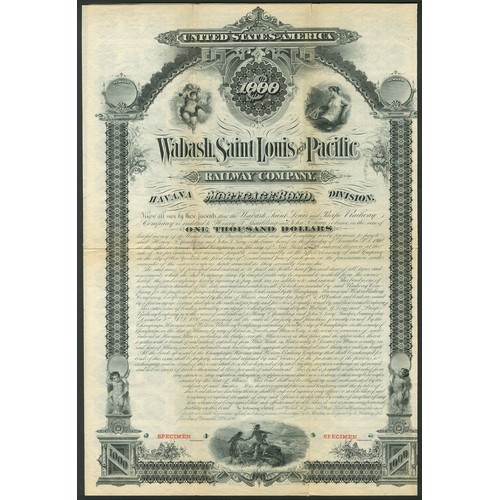 555 - U.S.A.: Wabash, Saint Louis and Pacific Railway Company, Havana Division, Mortgage Bond, 1880, a spe... 