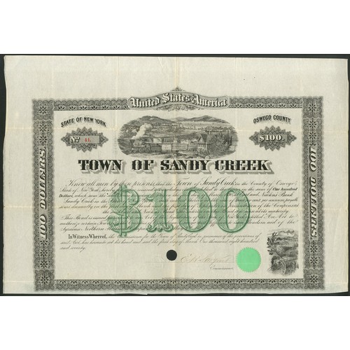 549 - U.S.A.: Syracuse Northern Railroad Company, 7% Loan of the Town of Sandy Creek, 1870, in aid of the ... 