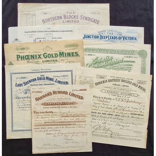 9 - Australia: A small collection including Brookman Brothers' Boulder Gold Mining Company Limited, 1[90... 