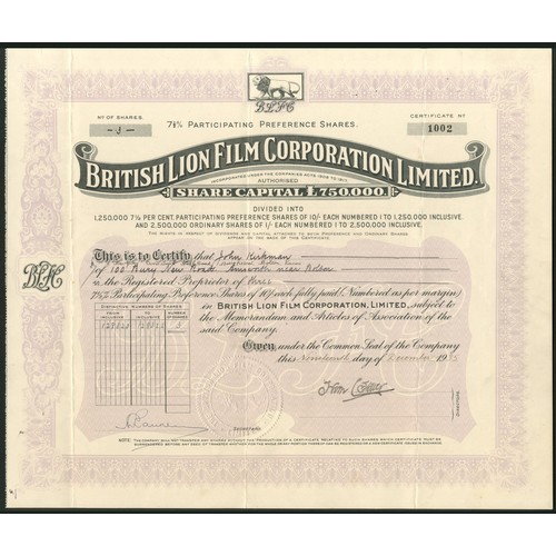 376 - Great Britain: British Lion Film Corporation Limited, 7½% Participating Preference shares, 19[35], #... 