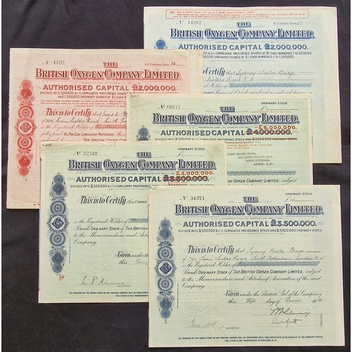 402 - Great Britain: British Oxygen Company Limited, a series of 5 different certificates, 19[35] to 19[40... 