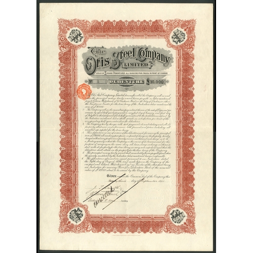 666 - U.S.A.: Otis Steel Company Limited, £10,000 debenture, [1896], #5, large format, red. Only 5 i... 