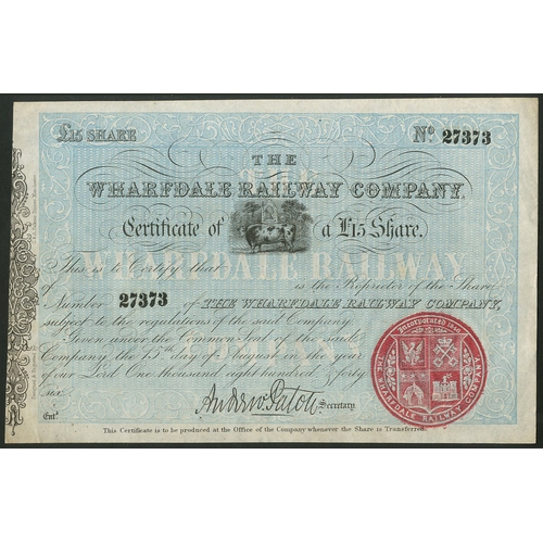 316 - Great Britain: Wharfdale Railway Company, £15 share, 1846, #27373, no shareholders name insert... 