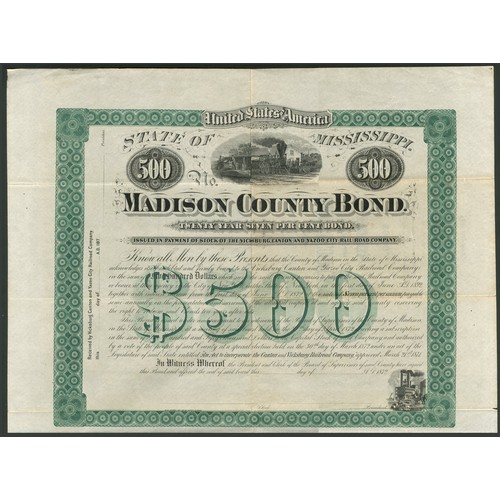 554 - U.S.A.: Vicksburg, Canton and Yazoo City Rail Road Company, unissued 20-Year 7% bond, 1872, issued b... 