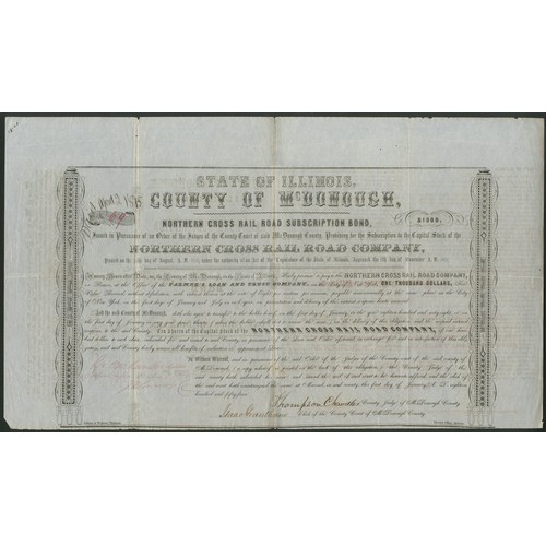 535 - U.S.A.: Northern Cross Rail Road Company, 8% Loan, 1854, issued by the County of McDonough, Illinois... 